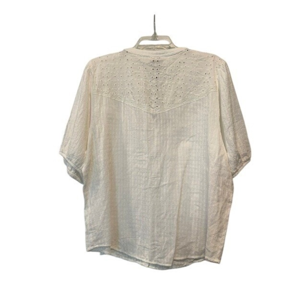 Knox Rose Womens XXL White Eyelet Lace Cotton Blouse Boho Cottagecore NWT - Picture 3 of 7